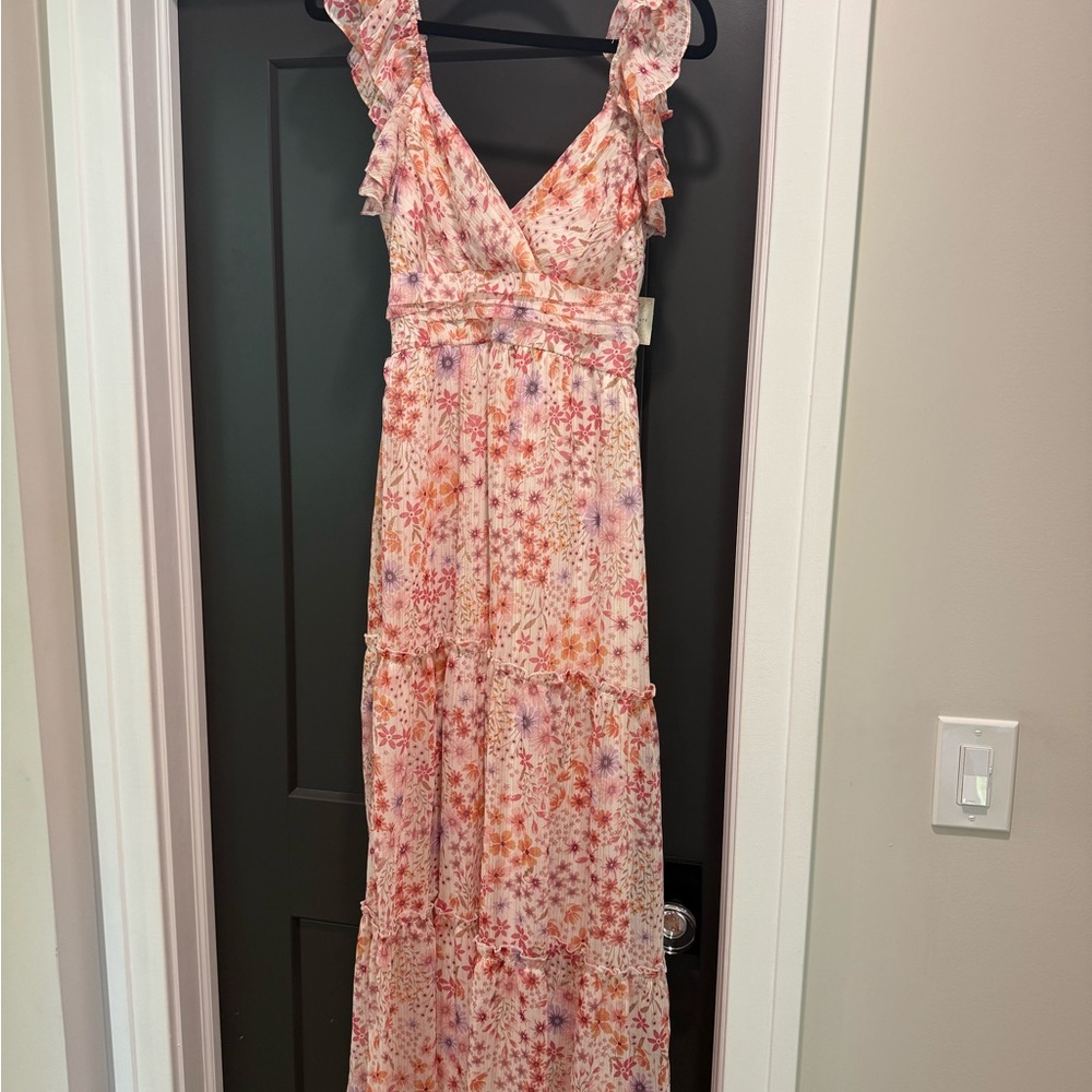 Altar'd State Floral Ruffle Maxi Dress